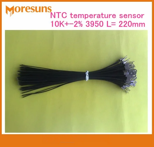 

Fast Free ship 50pcs/lot NTC temperature sensor 10K+-2% 3950 L= 220mm ntc sensor Custom Temperature Senor