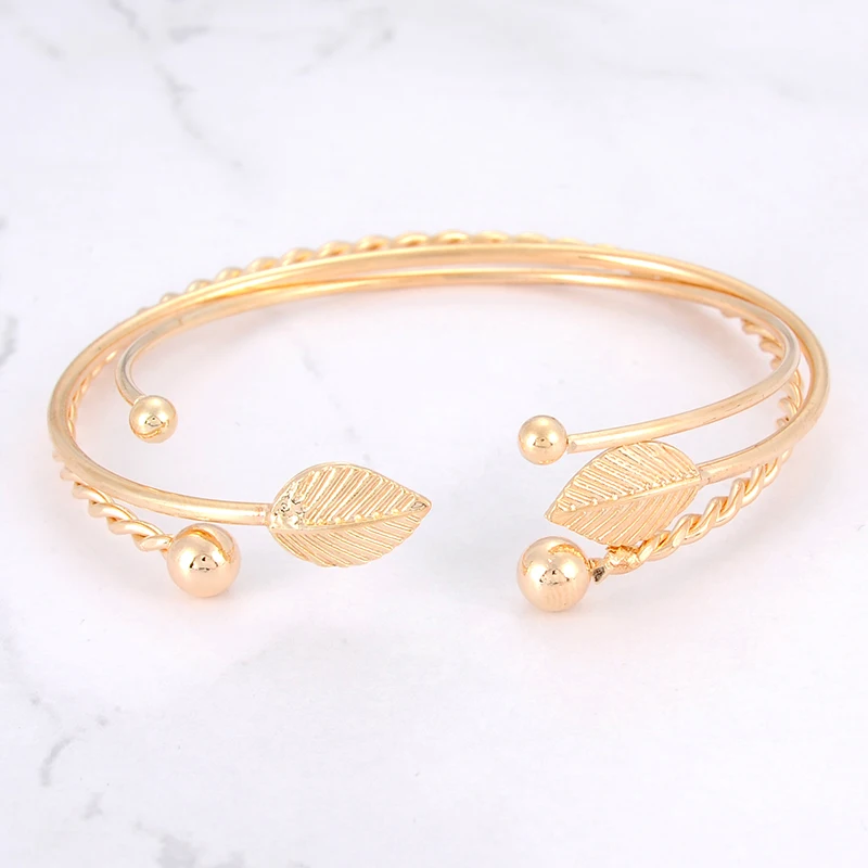 Zhini 3 шт./компл. Новая мода макси Jewelry Винтаж регулируемые браслеты лист формы