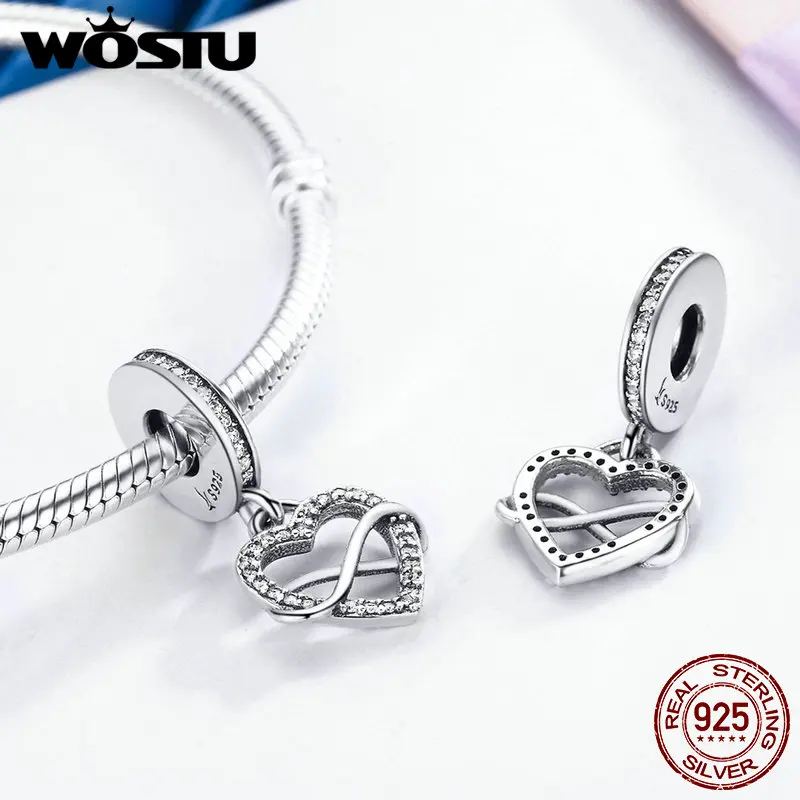 WOSTU New Design 925 Sterling Silver infinite Love Dangle Bead Fit Original WST Charm Bracelet Pendant Jewelry Gift DXC261 | Украшения и