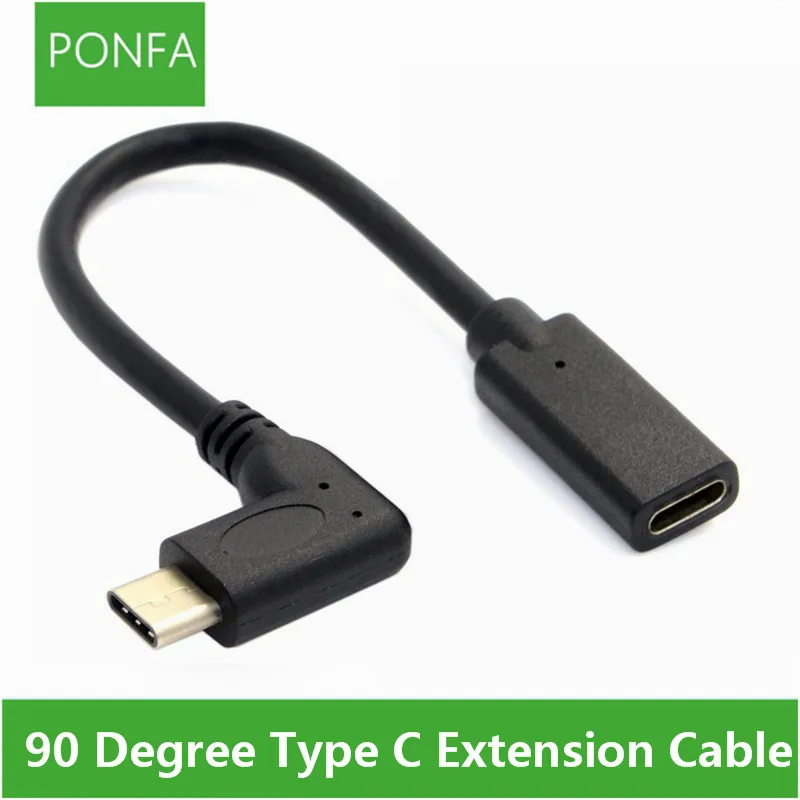 

Удлинительный кабель для Macbook Tablet, 90 градусов, левый и правый, угловой, USB 3,1, Type C, штекер-гнездо, кабель для передачи данных 20 см, 100 см