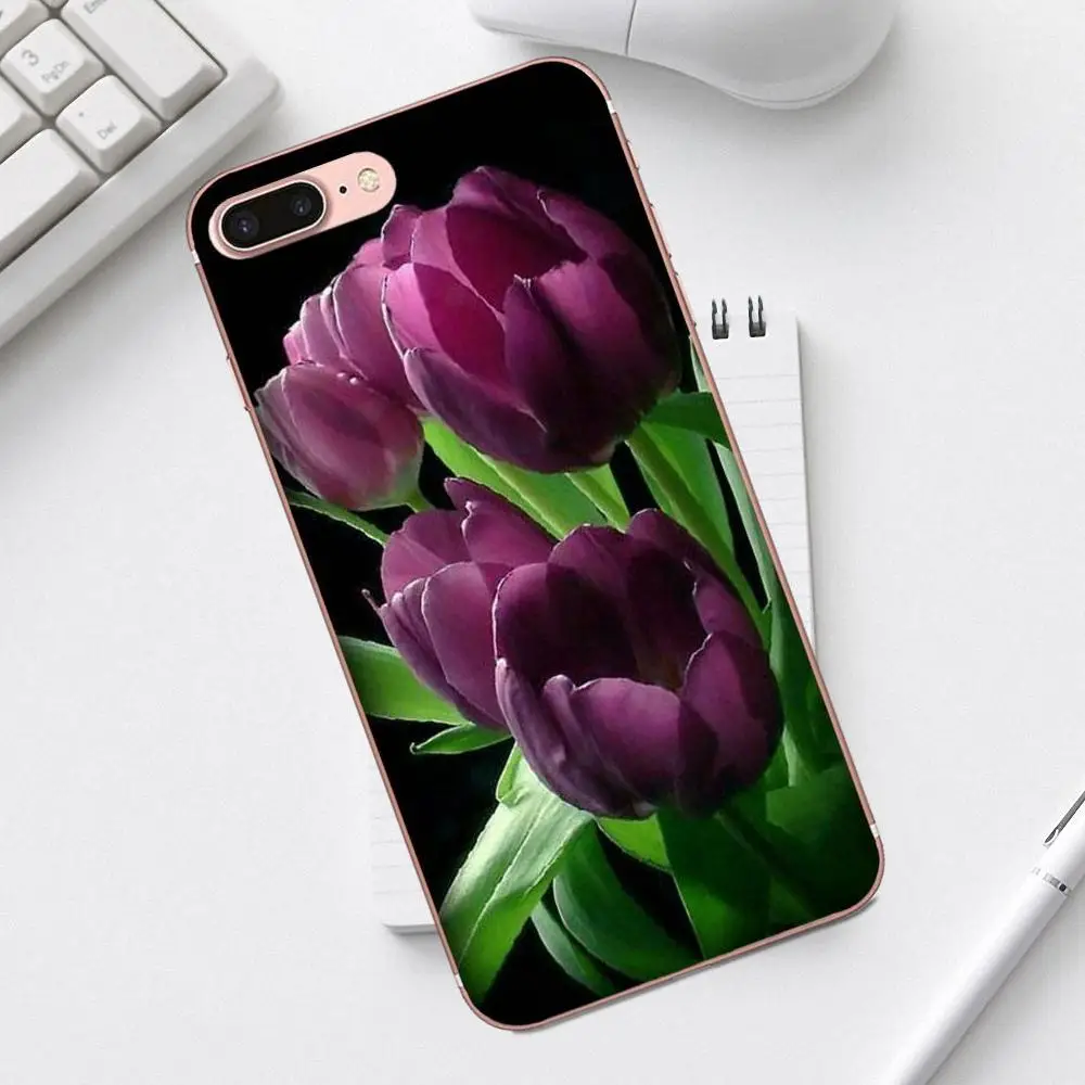 Мягкий резиновый чехол для телефона Love фиолетовые пионы iPhone 4 4S 5 5C SE 6 6S 7 8 Plus X XS Max XR