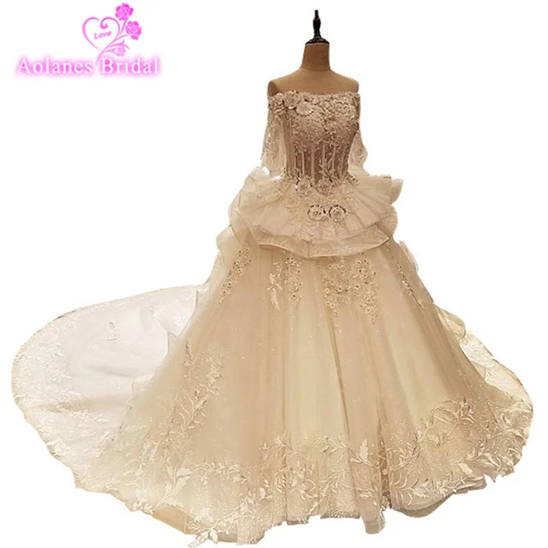 2017 Robe De Mariage Роскошные свадебные платья без бретелек с открытыми плечами и
