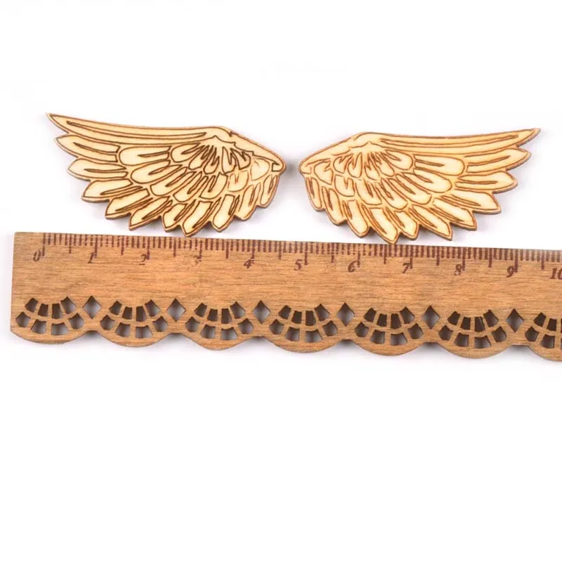 44-55mm 10Pcs Wings Of An Angel Pattern Wood Crafts DIY For Handmade Scrapbook Home Decor Wooden Ornaments Embellishment M2143 | Дом и сад