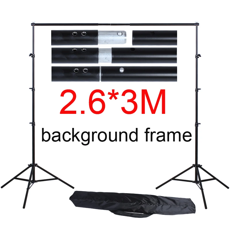 

Photo Studio Background Frame 2.6*3M Metal Backdrop Support Whit Carry Bag for Phone Camrea Photo Accessories