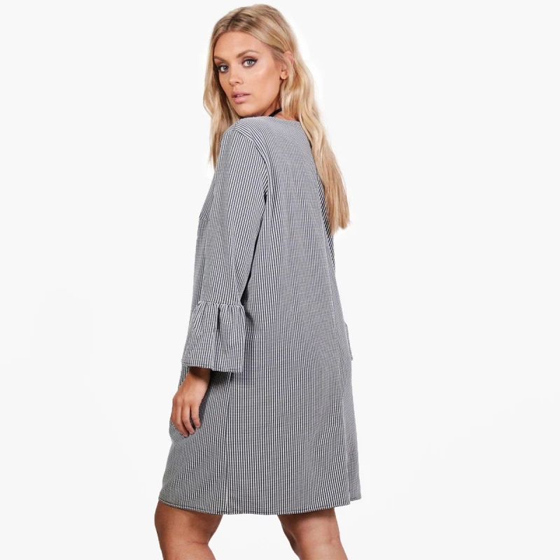 VWMYQ Plus Size Striped Dress Women Big Clothing Butterfly Long Sleeve O-Neck Large Sizes Casual Straight 4XL 5XL 6XL | Женская одежда