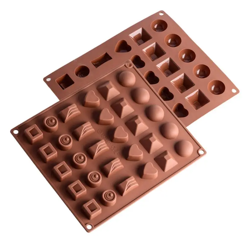 

1pc Silica Gel Multi-Shape 30-grid Ice-lattice Mould Chocolate Biscuit Kitchen Baking Supply