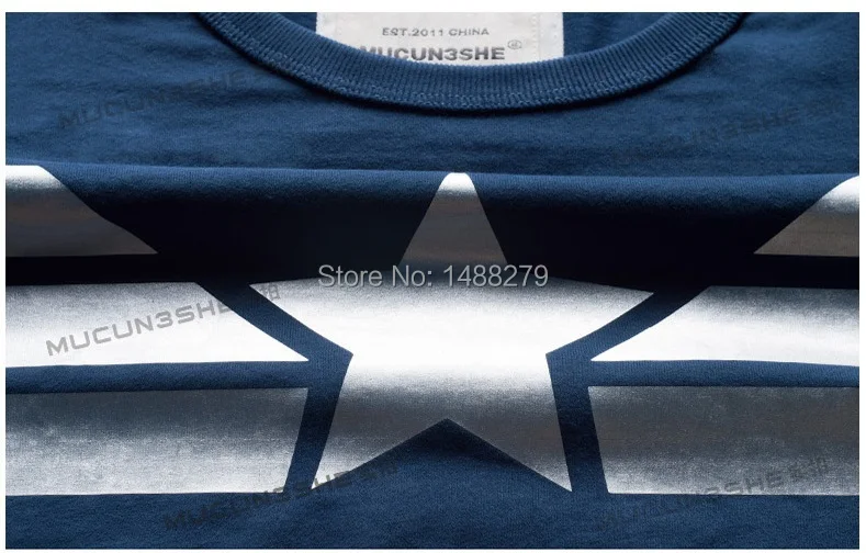 Мужская хлопковая футболка с принтом Капитан Америка Повседневная серебряным на