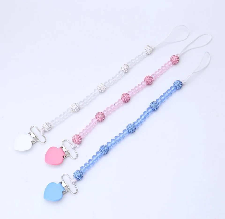 

Crystal Pacifier Clips Chain Dummy Clip Pacifier Holder Braided Clip Nipple Holder Soother Chain For Infant Baby Feeding