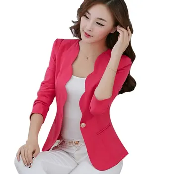 women blazers and jackets Pink Casual Business Blazer Suit One Button Jacket Coat Outwear Clothes Candy Color 1