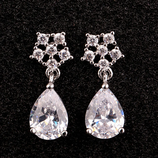Прозрачные серьги в форме слезы|crystal zircon earrings|zircon earringsearrings clear |
