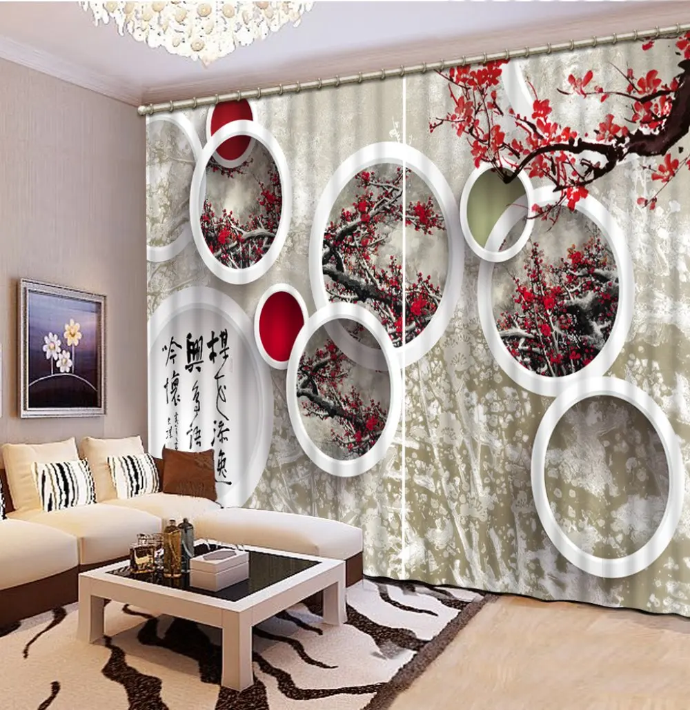 

luxury curtains for the living room Circle plum tree branches kitchen window curtains for living room butterfly curtains