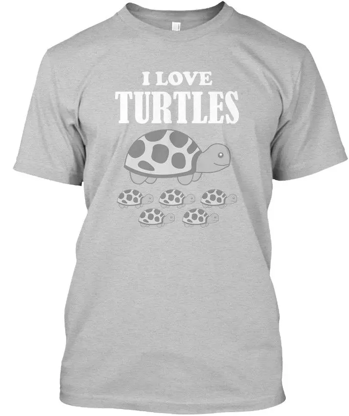 Футболка с принтом I Love Turtles S-Premium высокое качество | Мужская одежда