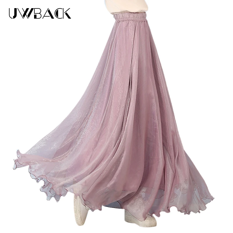 Длинная шифоновая юбка Uwback женская летняя длинная бохо для пляжа 2018|saia faldas|women