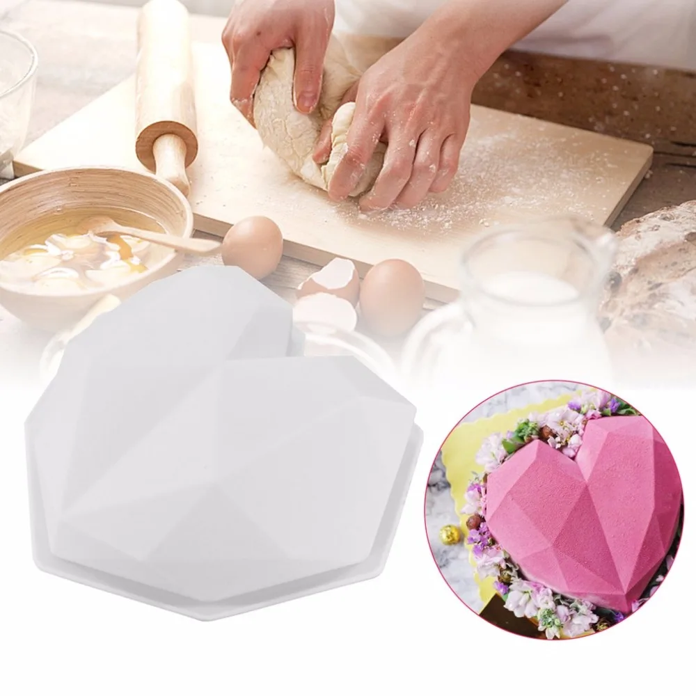 NEW Handmade Love Heart Diamond Shape Silicone Cake Chocolate Molds For Pudding Chiffon Mousse Dessert Baking Pastry Tools | Дом и сад