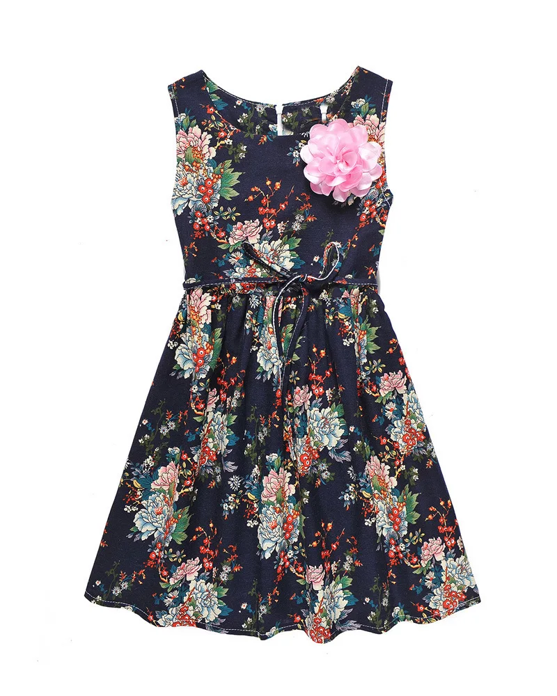 Летнее платье для маленьких девочек школьное ES одежда подростков Повседневное