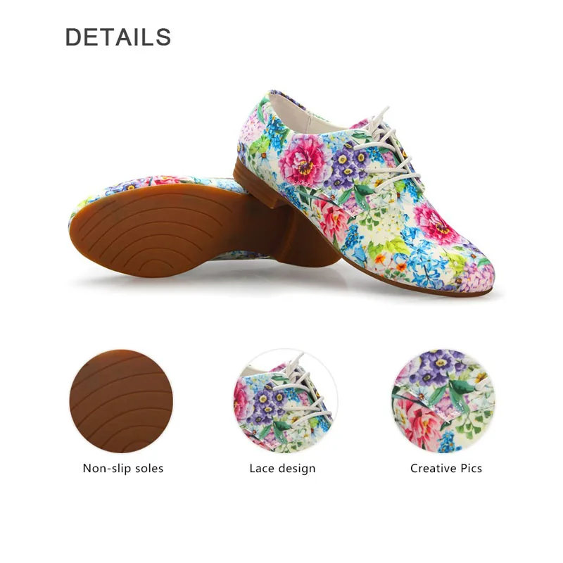 Женские туфли-оксфорды с 3D-принтом зеленых листьев модные кожаные туфли на