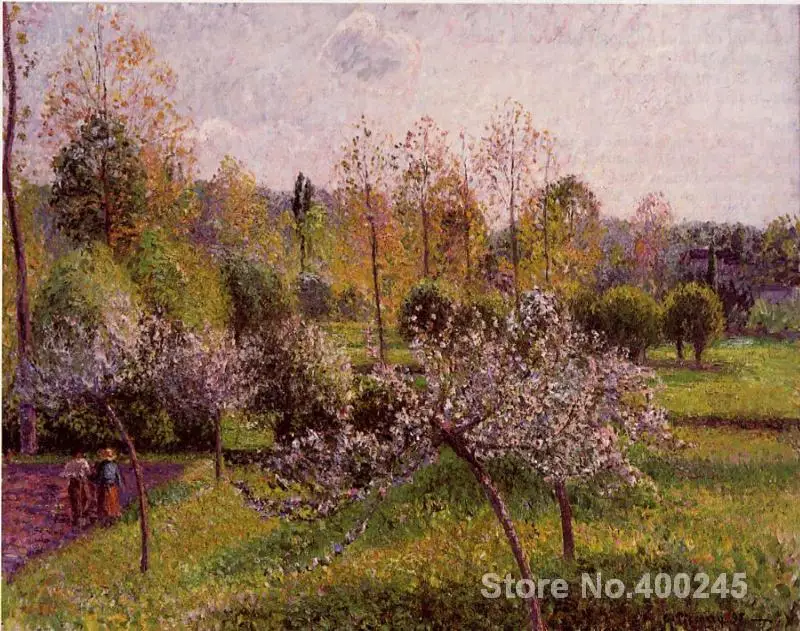

Famous Handmade oil paintings by Camille Pissarro Flowering Apple Trees, Eragny wall art High quality