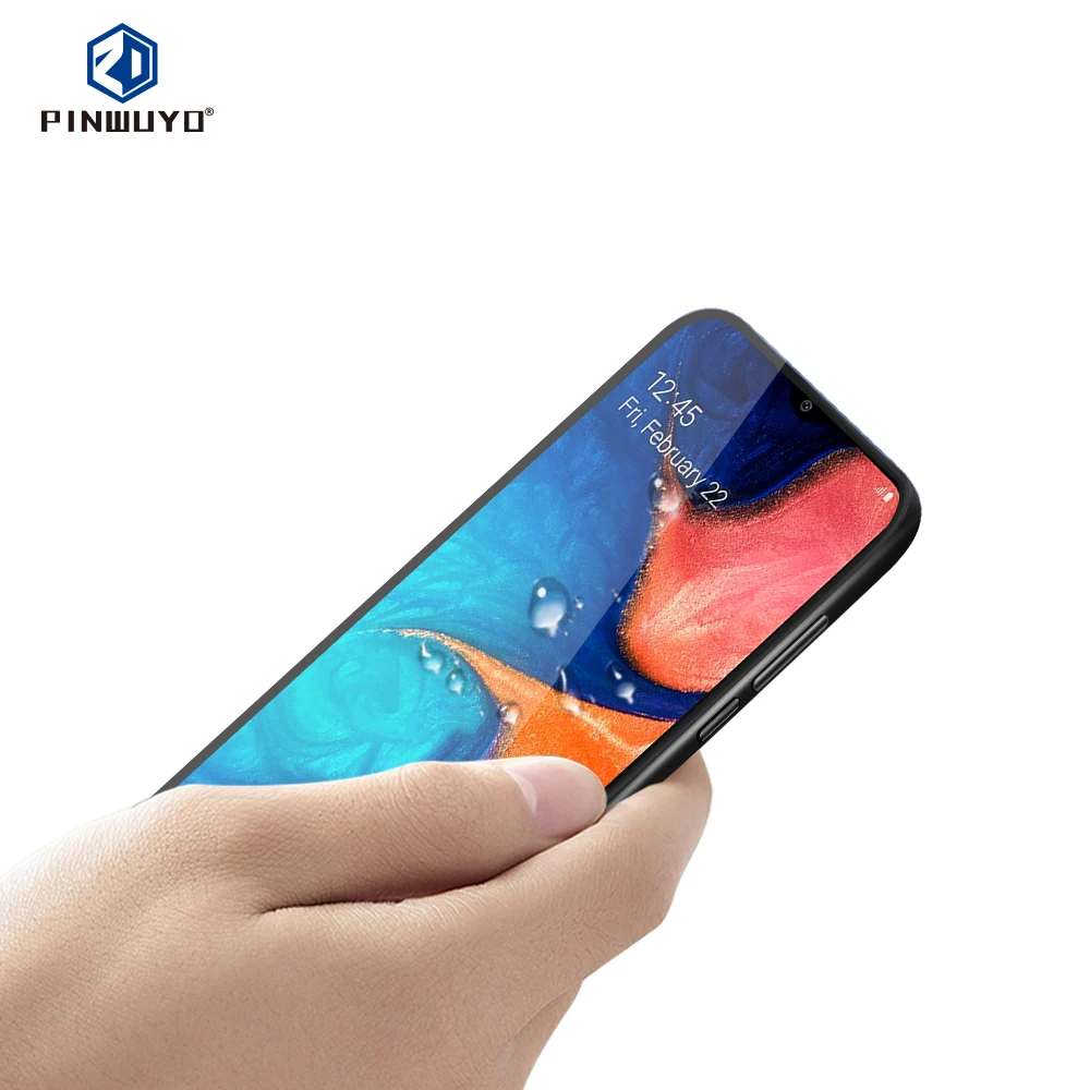 PINWUYO For Samsung Galaxy A20 Screen Protector 6.4 inch for Glass Film 3D Curved Full Cover Protective Black | Мобильные телефоны