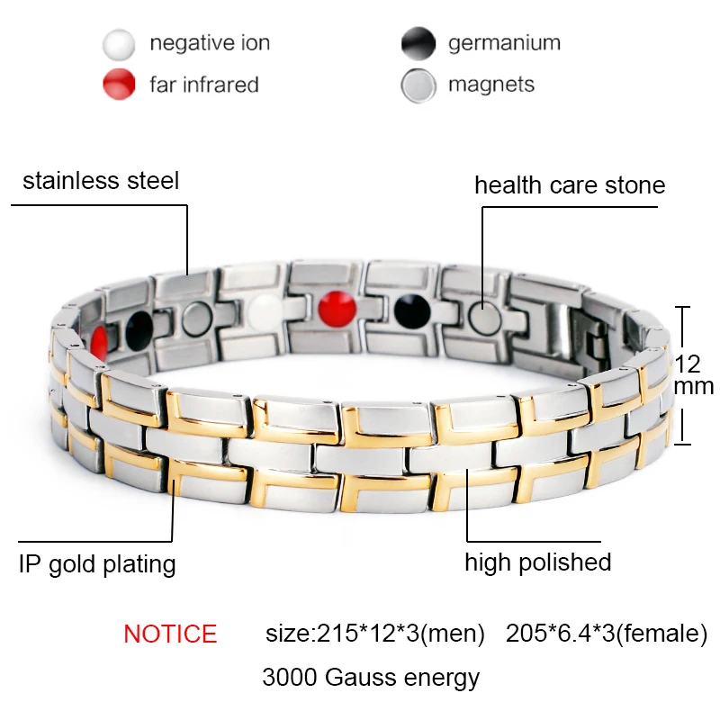 

Couple Bracelets Magnetic Bracelet Men Jewelry Stainless Steel Charm Bracelet Women 4 in1 Magnet Health Bracelets Jewely