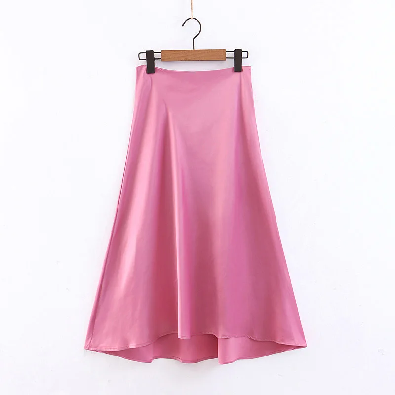 Женская однотонная Повседневная Асимметричная юбка с высокой талией