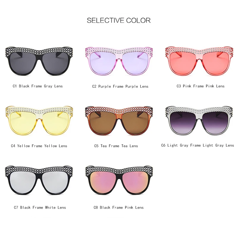 RBUDDY горный хрусталь негабаритных Для женщин летние Sunglasse Роскошные Брендовая