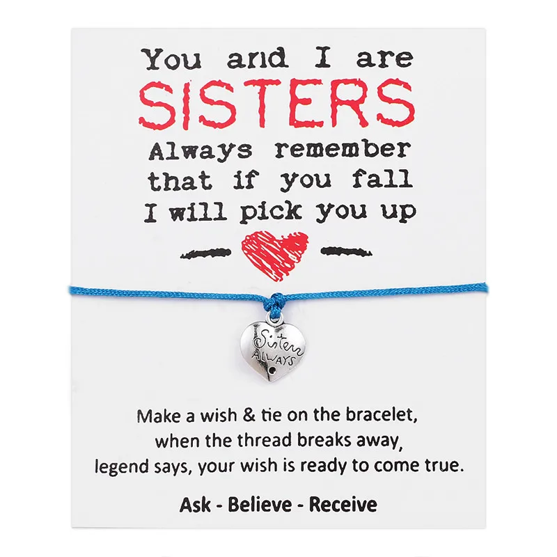 Make A Wish Paper Card Bracelet Heart Pendant Women Girl Birthday Lucky Gift | Украшения и аксессуары
