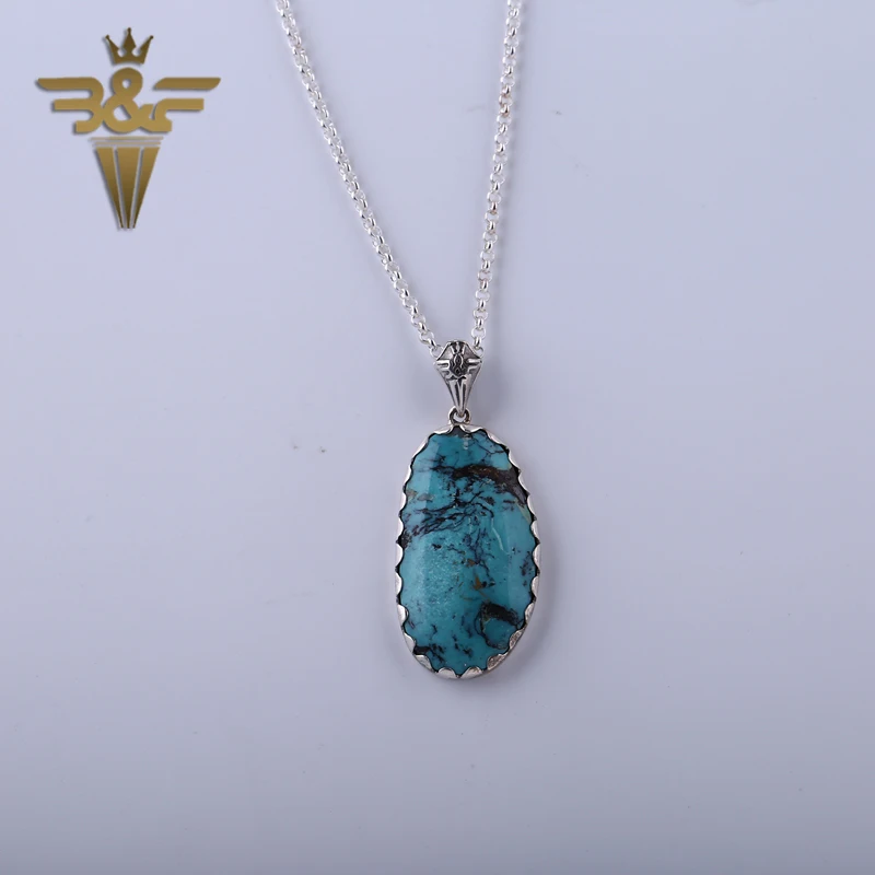 Подвеска и ожерелье из стерлингового серебра 925 пробы с натуральным камнем