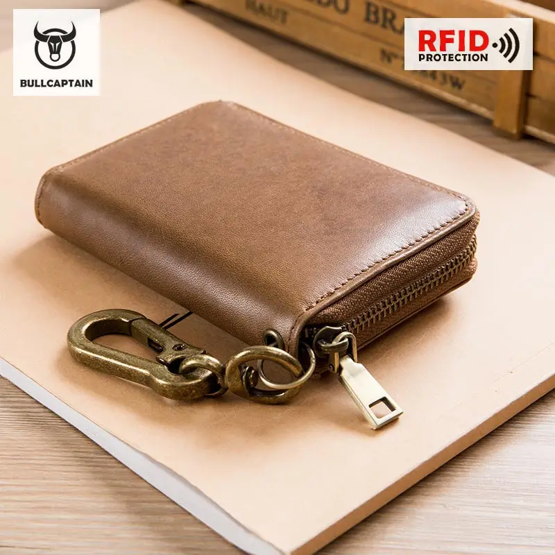 Кошелек для ключей из натуральной кожи мужчин и женщин унисекс RFID Блокировка