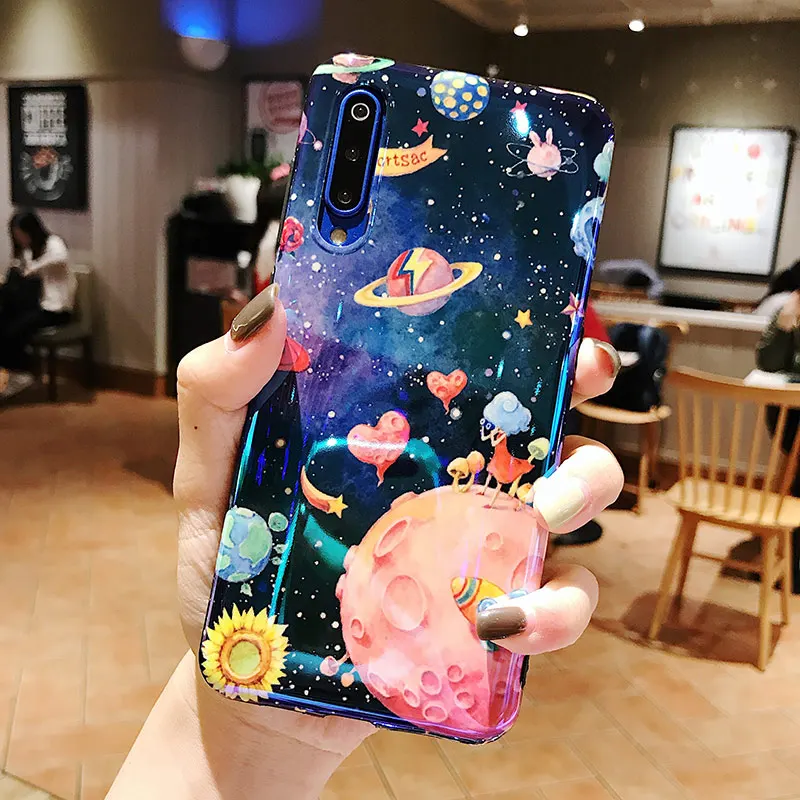 Чехол-светильник синего цвета для телефона Xiaomi 6, 6, X, 8, 9, 9SE, глянцевый мягкий ТПУ чехол для Redmi Note 7, задняя крышка, fundas Capa - Цвет: 2