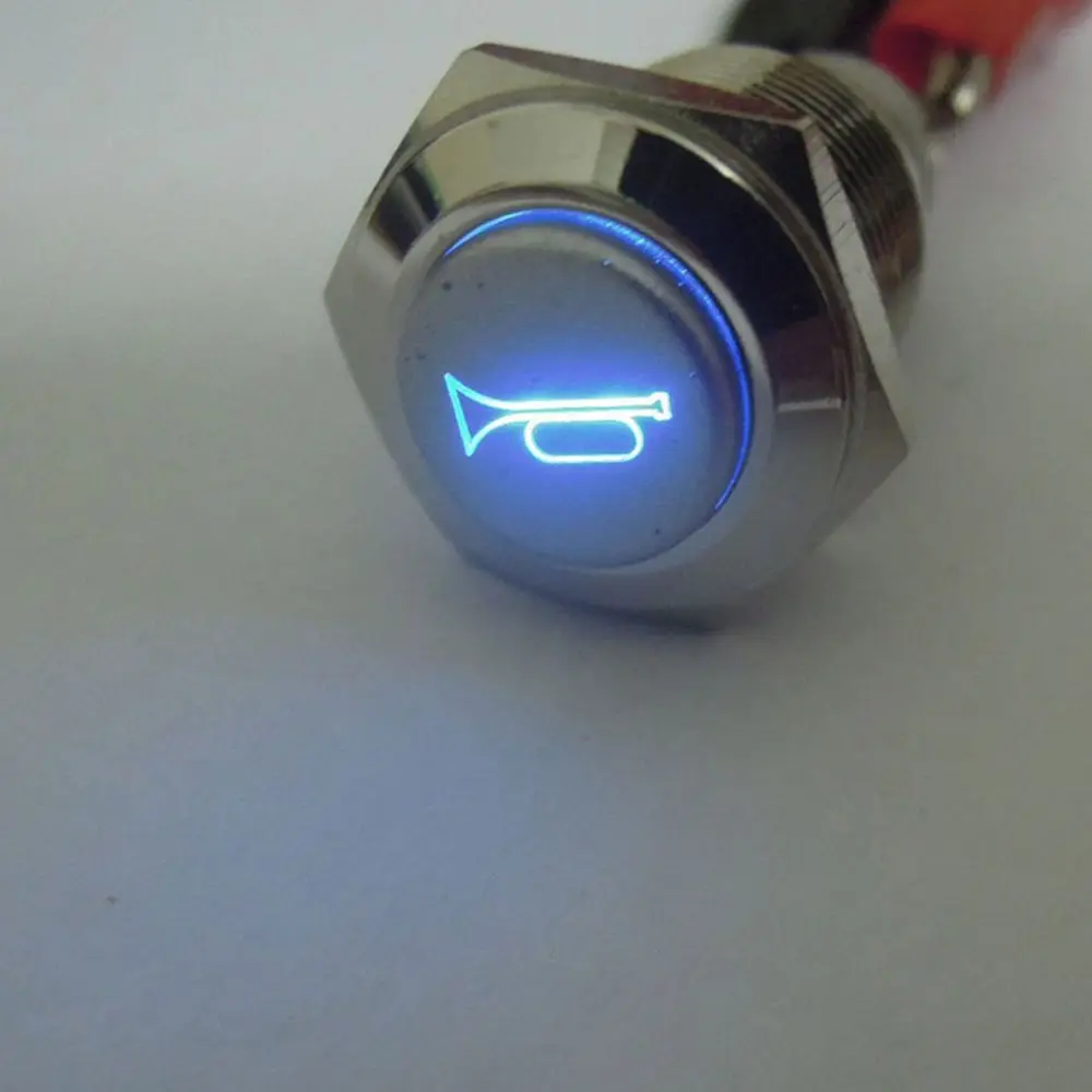 EE support 12V 16mm Blue LED Momentary Horn Button Metal Push Switch Lighted Universal Car Styling | Автомобили и мотоциклы