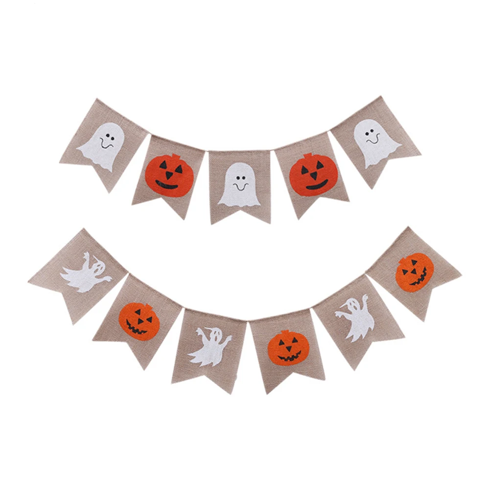 Autumm Fall Garlands with Maples Burlap Halloween Ghost Pumpkin Tails Pull Flag for Wedding Party Anniversary Decor | Дом и сад