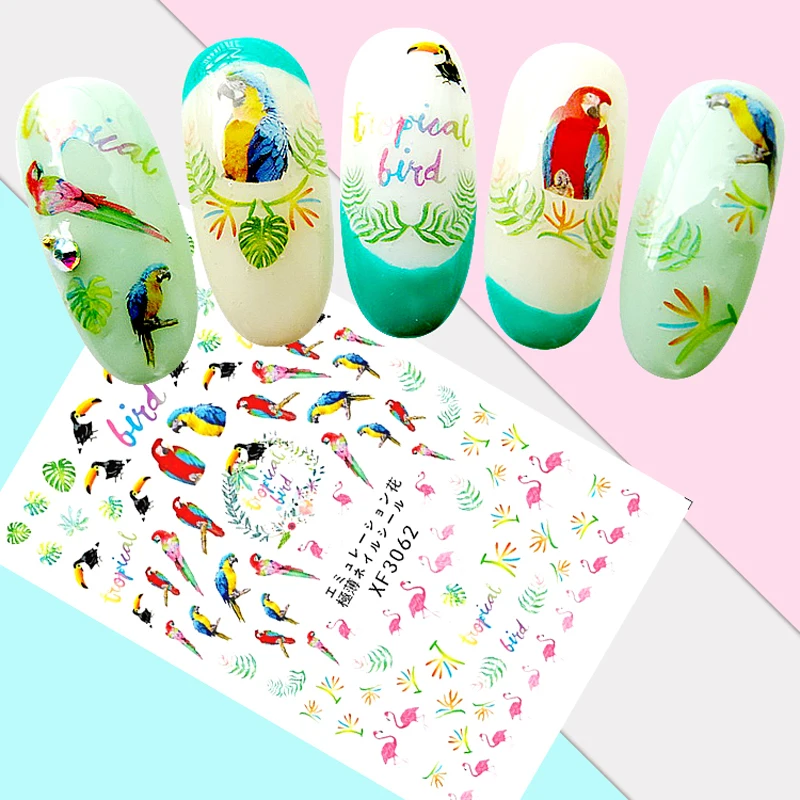 Декоративные наклейки для ногтей сделай сам мультяшный дизайн с птицами кошками