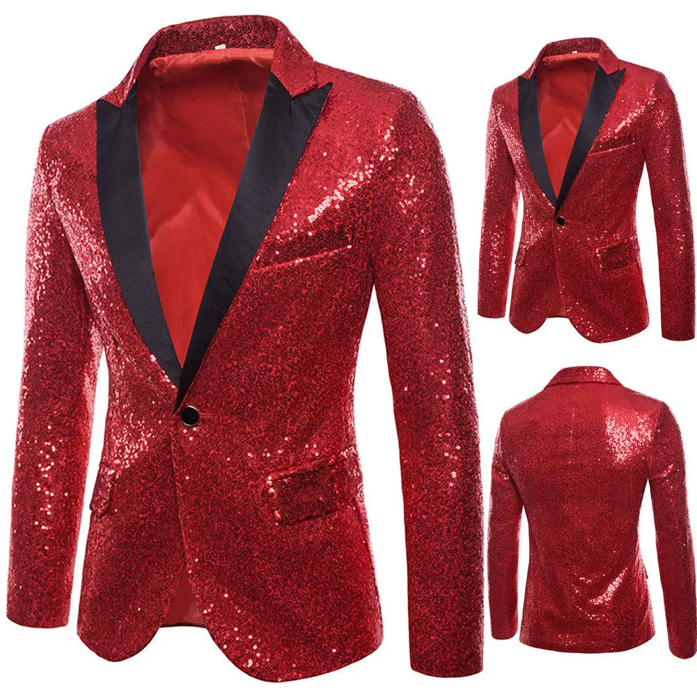 Блестящий Блейзер мужской пиджак для ночного клуба и выпускного вечера костюм