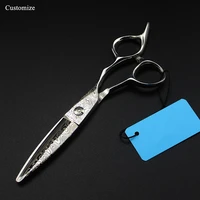customize logo damascus steel 6 inch willow hair salon scissors cutting barber makas tools cut hair shears hairdressing scissors