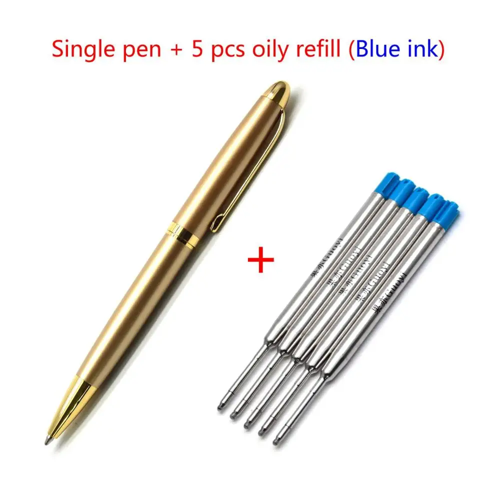 Gold-5 Blue refills Guoyi A100 Роман металлическая шариковая ручка учебный офис школьные канцелярские принадлежности роскошные подарочные ручки и отель для деловых подписей ручка - Цвет: Gold-5 Blue refills