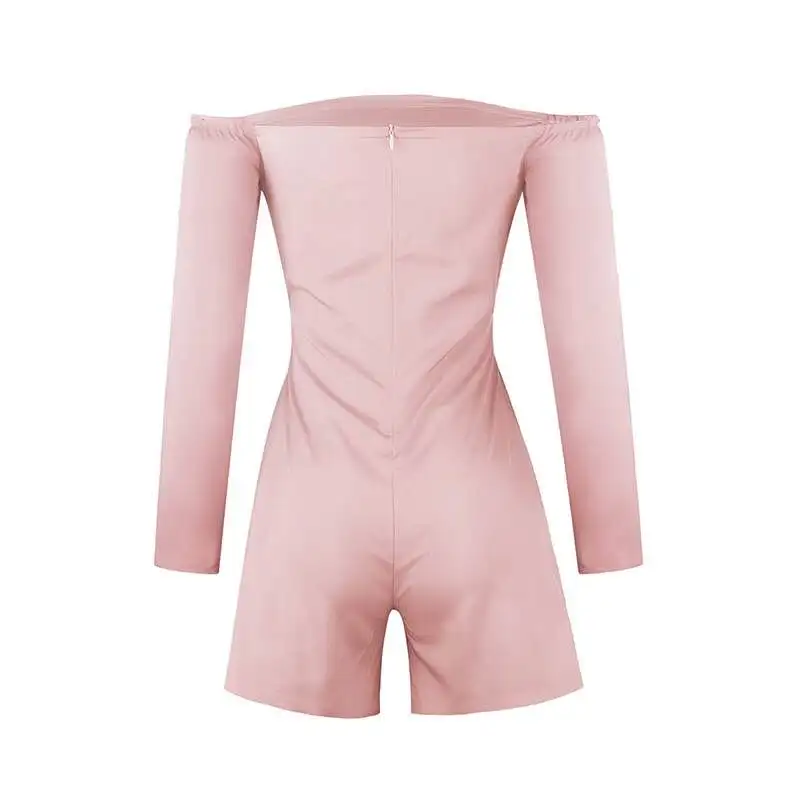 Pink Новая мода Европа американский Летний комбинезон с открытыми плечами свободные шорты большой размер сексуальные брюки OM8898 - Цвет: Pink