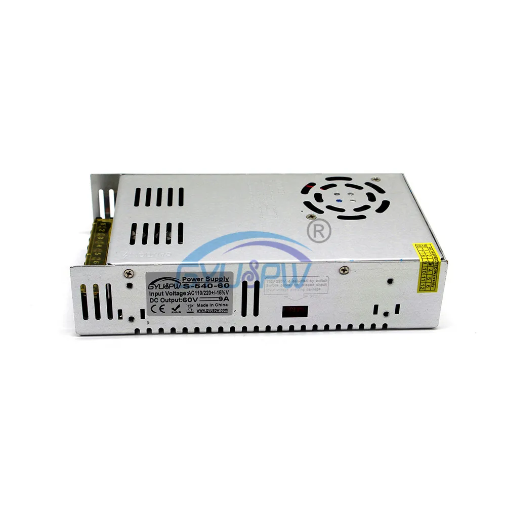 DC источник питания 60V 9A 540W трансформатор драйвера AC110V 220V к DC60V адаптер для ЧПУ
