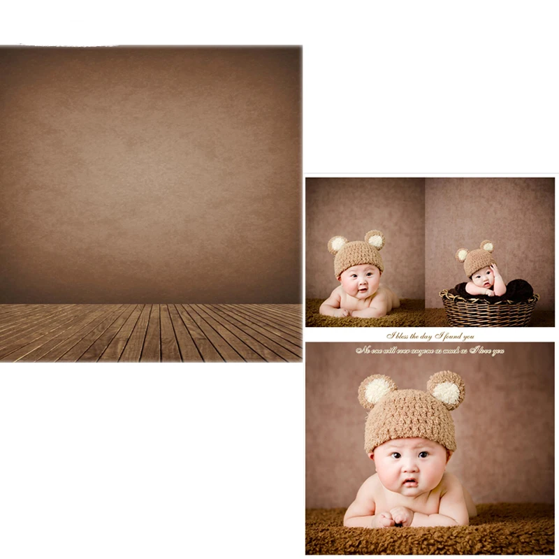 

DAWNKNOW Vinyl Backdrops For Photo Studio Brown Wall New Fabric Flannel Photography Background Wood Floor For Children 6740