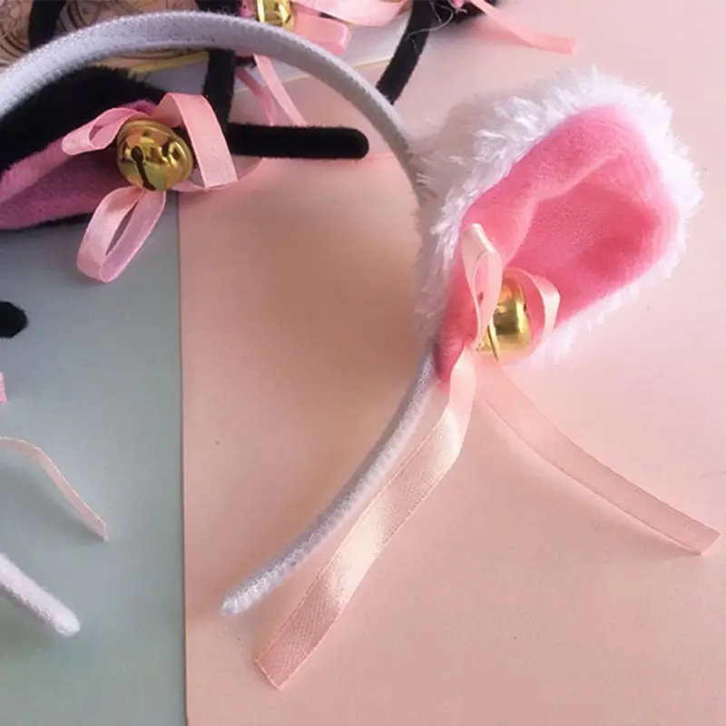 

Women Girls Cute Fluffy Fox Cat Ears Headband With Jingle Bell Bowknot Hair Hoop Anime Cosplay Costume Headwear