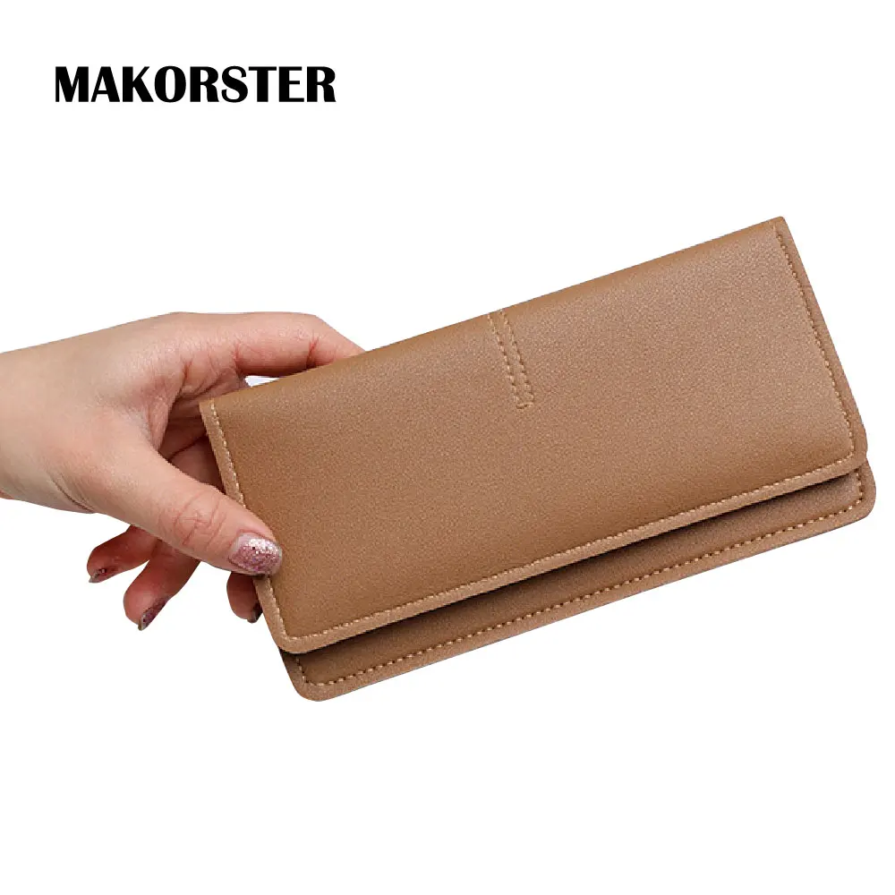 Makorster длинные Стиль Мода бумажник для дам из искусственной кожи бумажники и