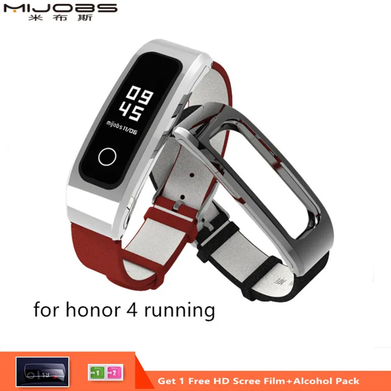 Кожаный ремешок Mijobs для Huawei Honor Band 4 Runnning версия умный Браслет бега|Смарт-браслеты|