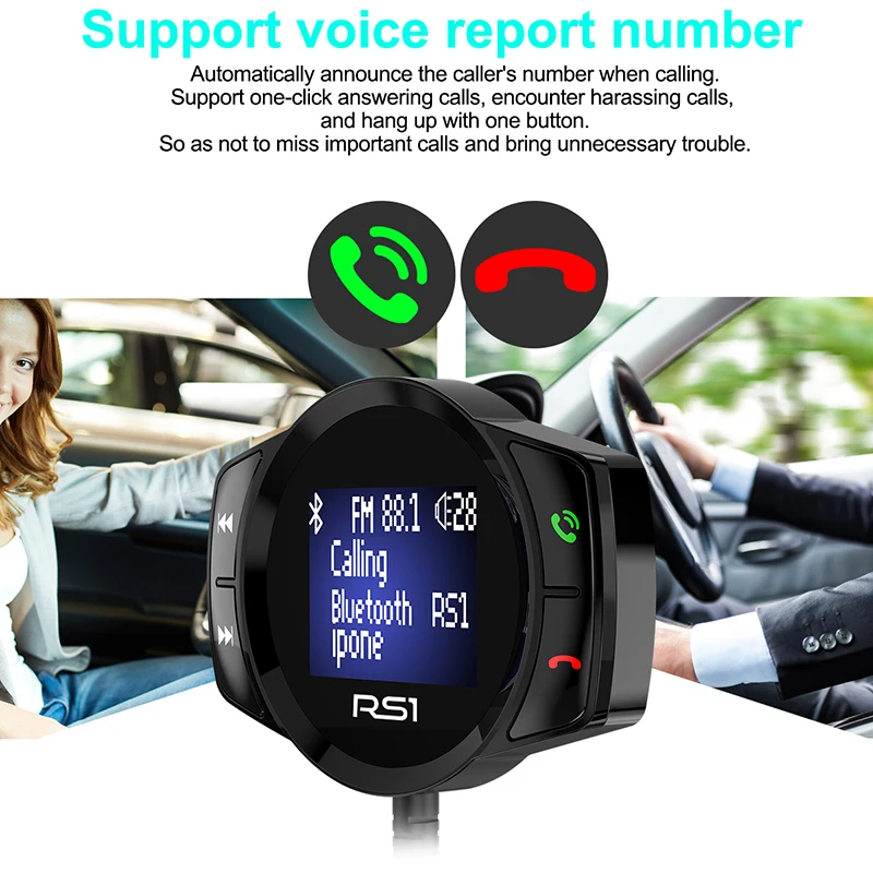 Автомобильный FM модулятор Onever с Bluetooth и поддержкой быстрой