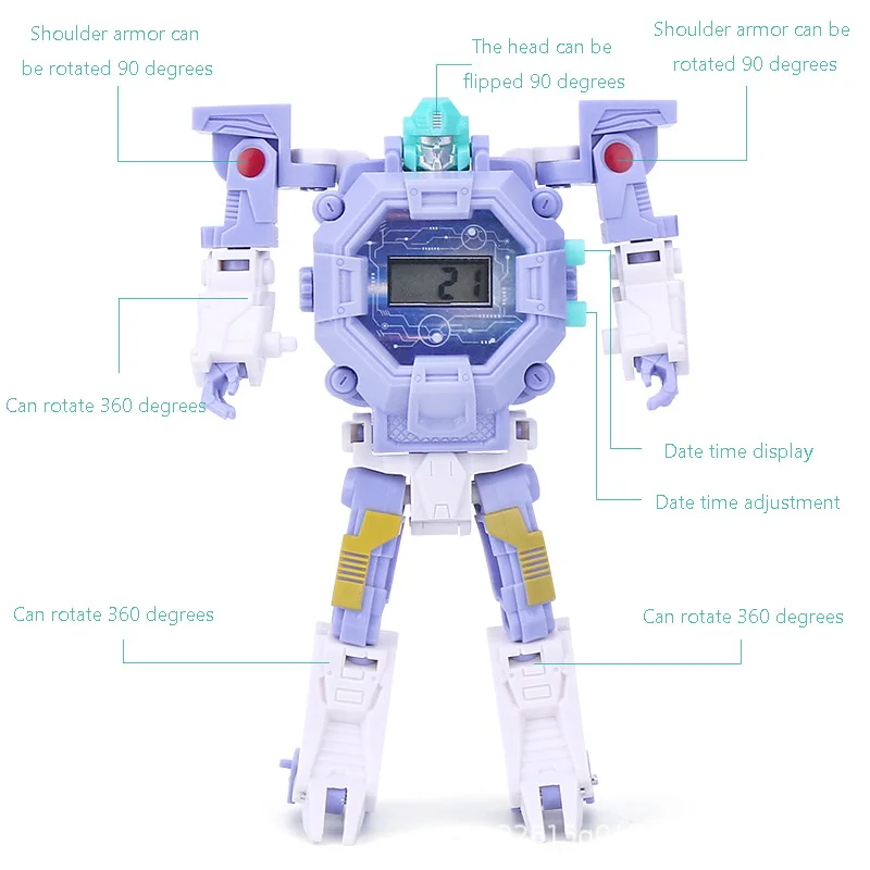 Робот преобразования игрушка наручные Mecha Электронные часы детские спортивные