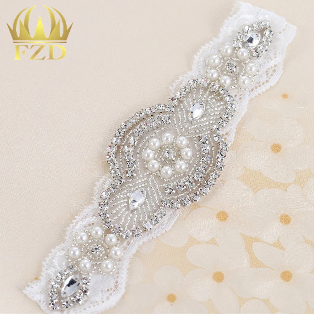 Свадебные Подвязки свадебные подвязки с белым кутюрным жемчугом и кристаллами