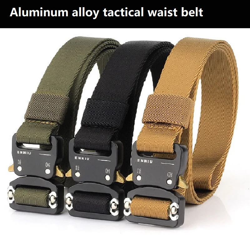 Aluminum Alloy Buckle Tactical Waist Belt Adjustable Heavy Duty Training Nylon Waist Belt Military Army Belt Sturdy Waistband2.5