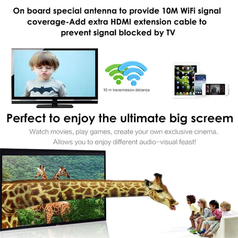 2017 HDMI + AV WI-FI Беспроводной Дисплей дублирования ключа с DLNA Miracast AirPlay Wi-Fi HD 1080 P