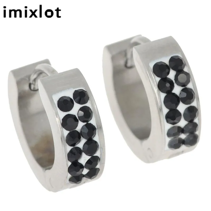 imixlot 1 Pair Rhinestone Small Hoop Earrings Women Men Jewelry Punk Ear Studs Party Accessories Pendientes De Aro | Украшения и