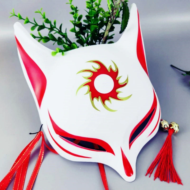 ПВХ маска лисы японский демон Kitsune Хэллоуин косплей на все лицо ручная роспись