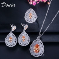 donia jewelry europe and the united states hot copper micro inlaid aaa zircon necklace earrings ring set chain wedding jewelry
