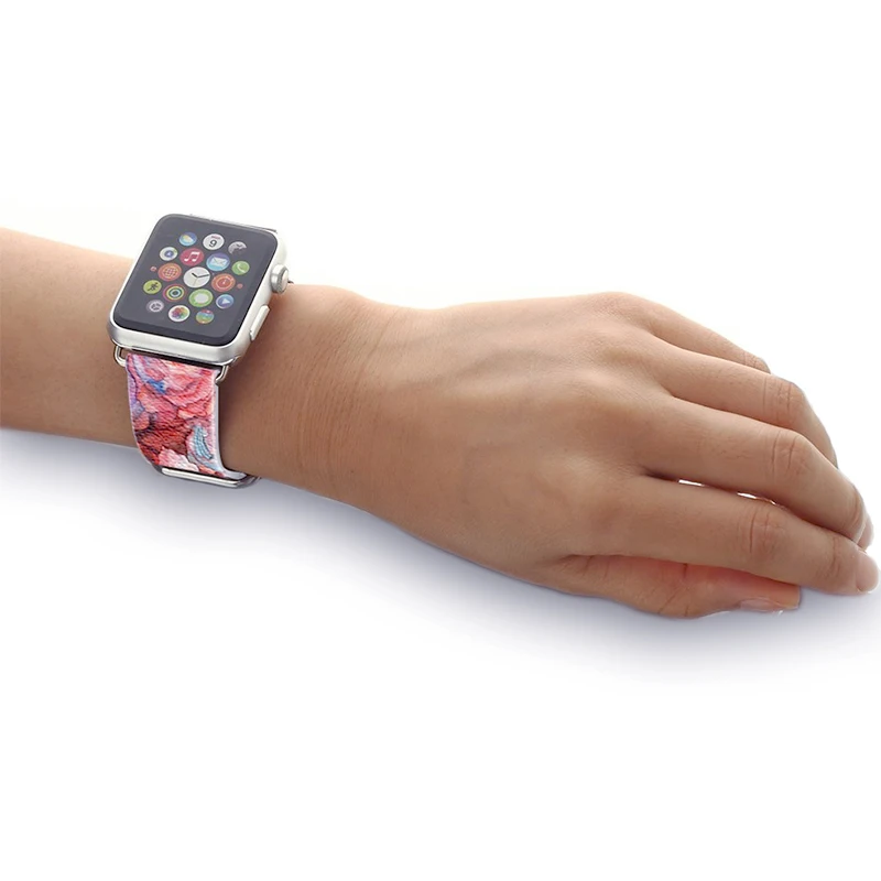 Цветок в стиле граффити ремешок для Apple Watch 38 мм 42 мм 40 мм 44 мм Серия 1 2 3 4 ремешок для Iwatch кожаный браслет подарок для IPhone чехол